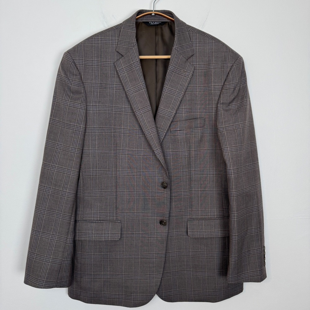 Jos. A. Bank Executive‎ Brown Plaid 100% Wool Blazer Sport Coat Mens 43 Regular
